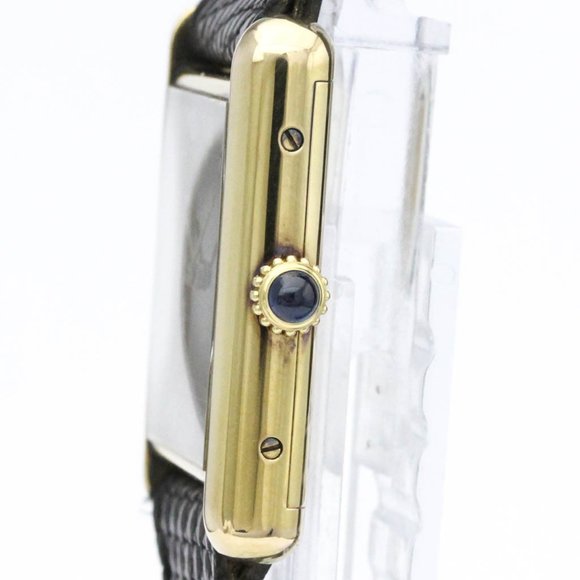 CARTIER Tank Vermeil Gold Plated Leater Hand-Winding Mens Watch BF560990 - Picture 4 of 9